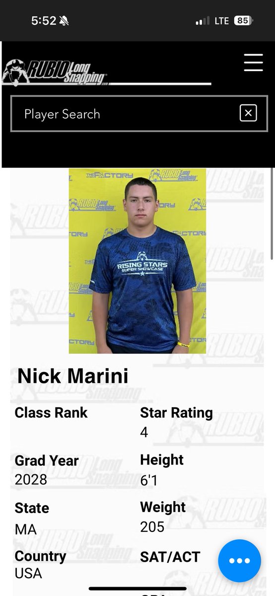 NickMarini37's tweet image. Grateful to be named a 4⭐️ long snapper by @TheChrisRubio. Honored for the recognition and excited to keep getting better the rest of the summer!
@cbrownandovere1 @CoachRexyBBOL @ChrisPowers1937 @CoachWNickCC @CoachChaim_BAT @ScoutingNE @NE6FB_Recruits @dontcallmejr