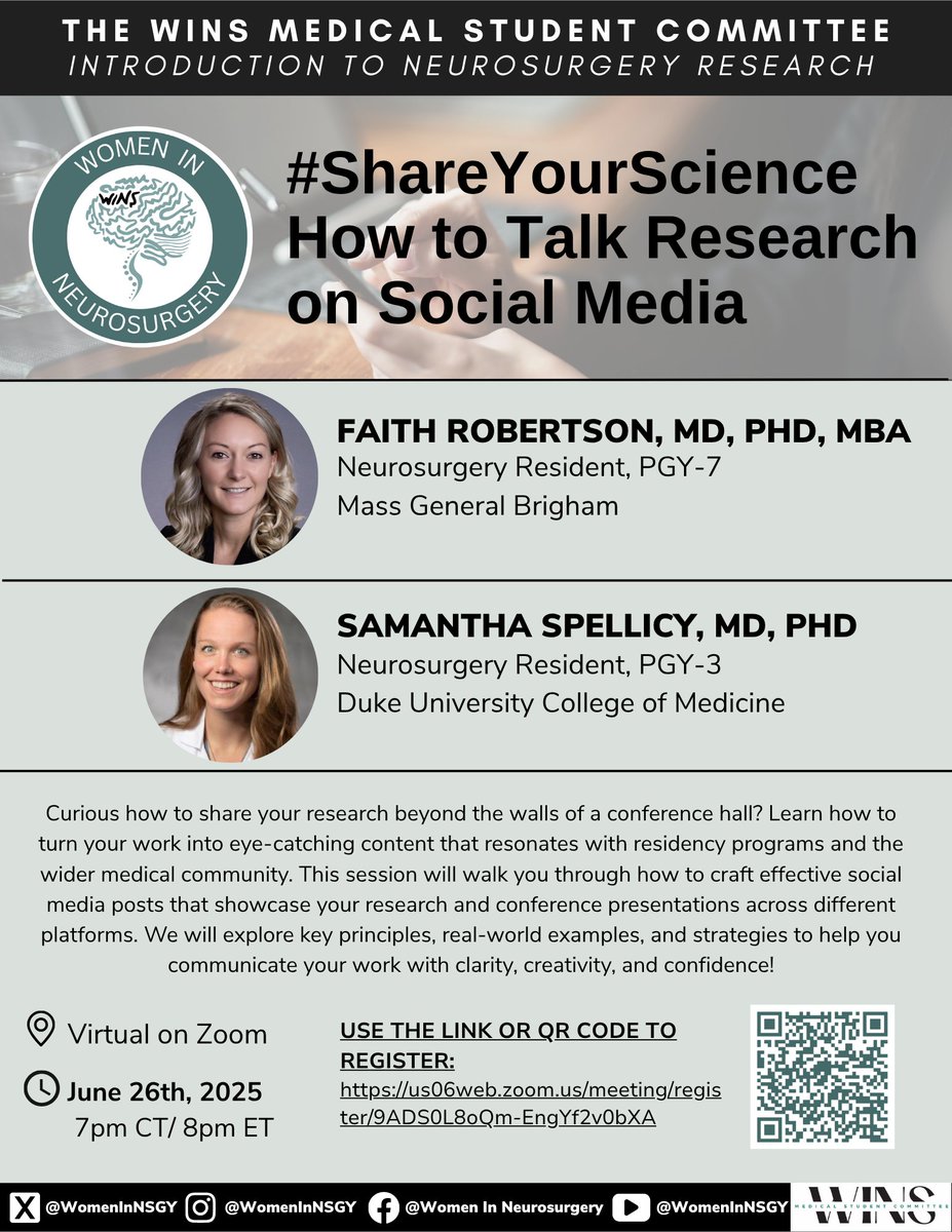 WomenInNSGY's tweet image. Happening TONIGHT! 🎉
Want to learn how to turn your research into scroll-stopping content? Don’t miss #ShareYourScience: How to Talk Research on Social Media with Dr. Samantha Spellicy and Dr. Faith Robertson! Don't Miss it!