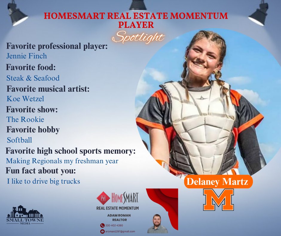 Small Towne Media (@smalltownemedia) on Twitter photo HomeSmart Real Estate Momentum Spotlight:
Delaney Martz / 2026 - Marlington Dukes
Contact Adam Roman for your home selling & buying needs at 330-402-4390 or aroman1297@gmail.com
<a href="/MarlingtonAD/">Marlington Athletics</a> <a href="/MarlingtonHS/">MarlingtonHS</a> HomeSmart Real Estate Momentum Spotlight:
Delaney Martz / 2026 - Marlington Dukes
Contact Adam Roman for your home selling & buying needs at 330-402-4390 or aroman1297@gmail.com
<a href="/MarlingtonAD/">Marlington Athletics</a> <a href="/MarlingtonHS/">MarlingtonHS</a>