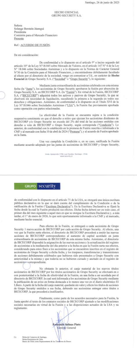 AInversorQC's tweet photo. 🇨🇱| MATERIALIZACIÓN ACUERDO DE FUSION ENTRE #BICECORP 🤝 #SECURITY https://t.co/FVqZVjTLeG