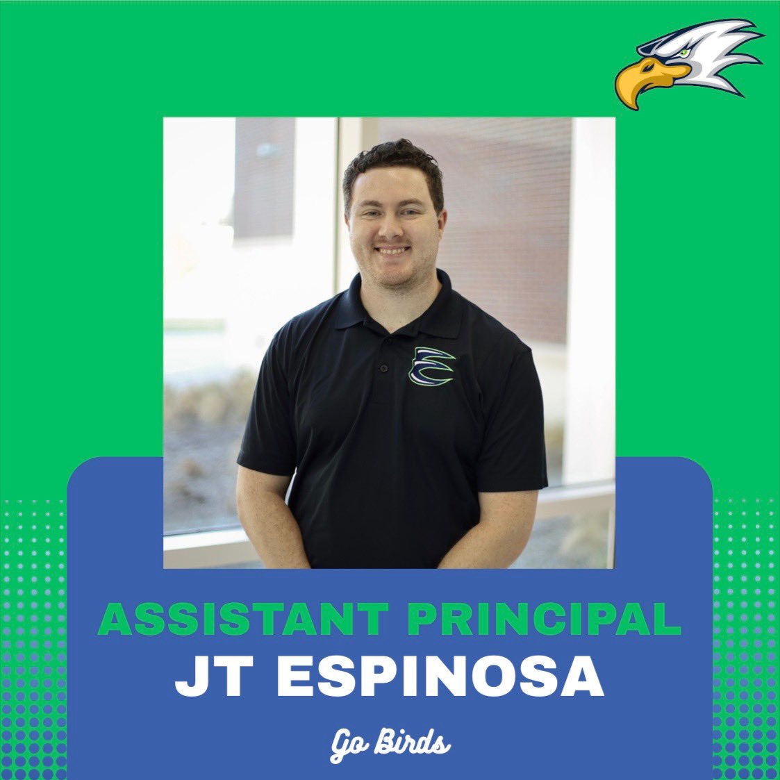 We are excited to announce that JT Espinosa will be joining the Eaton admin team! After his administrative internship year at Eaton, he will move into the official title of assistant principal for the 2025-2026 school year! 💚🦅