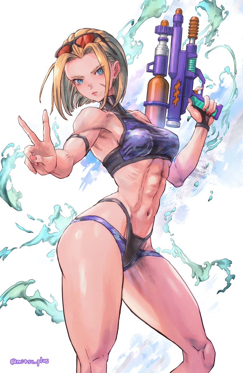 春麗(チュン・リー) 「春麗とキャミィのスト6公式の水着デザインが発表されたので、1年前に描いた非公式デ」|mitsu_plusのイラスト