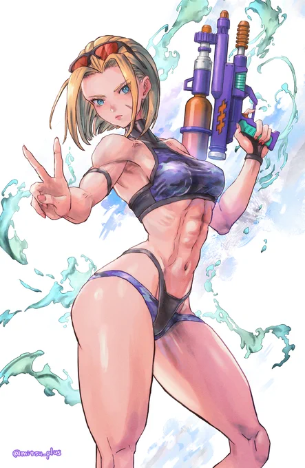 春麗とキャミィのスト6公式の水着デザインが発表されたので、1年前に描いた非公式デザイン水着絵を再掲 #スト6 #StreetFighter6