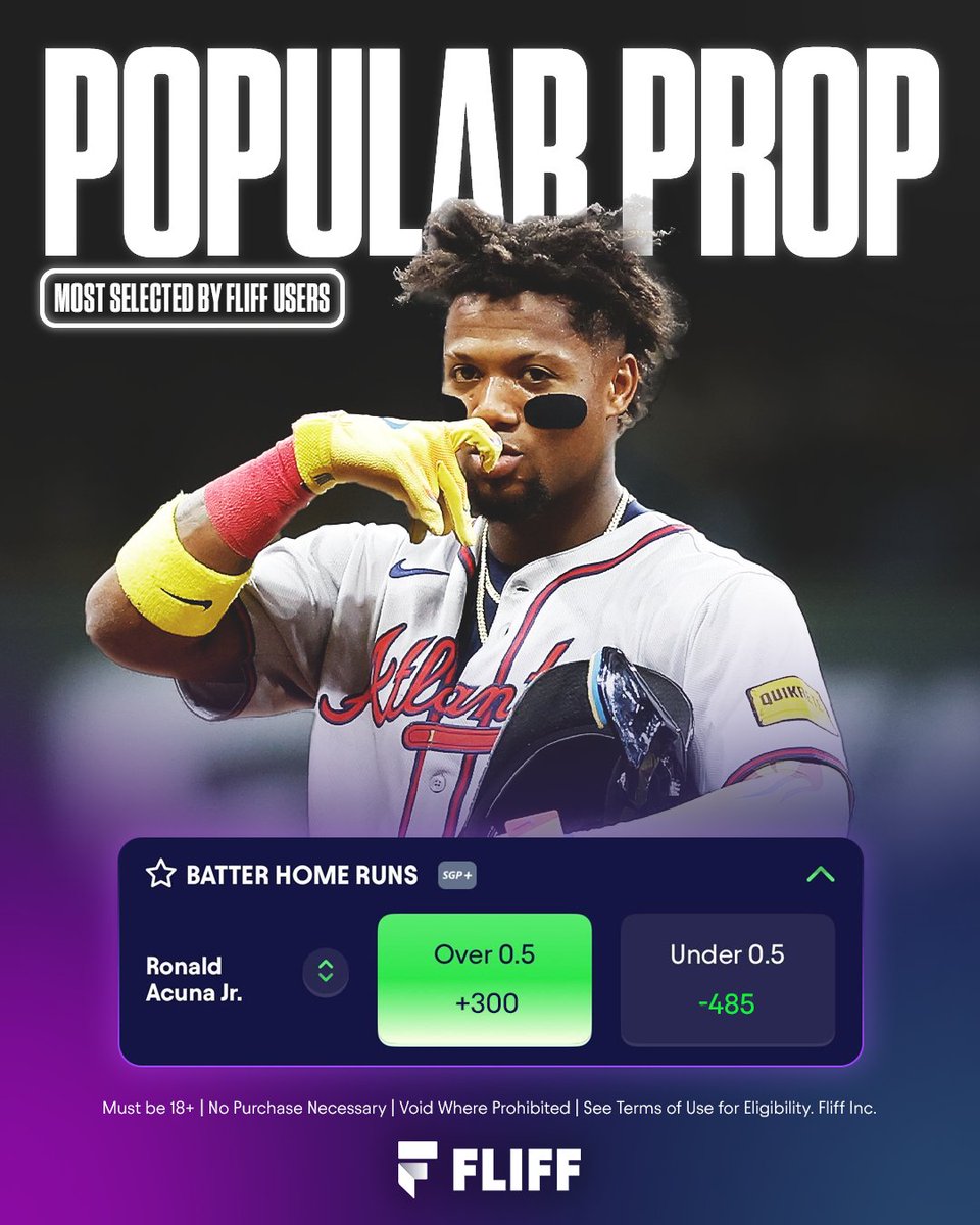 Tonight's most popular pick for a home run: Ronald Acuña Jr. (+300) 💣