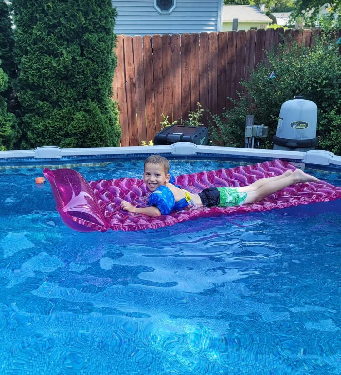 The grandkids spent the day in our pool today. They got out for about a 20-30 minute lunch. Otherwise, I think they were in or around the water for about 4 to 4 1/2 hours.

I’m pretty sure they all slept in the way home. Grandma &amp; grandpa both fell asleep after they left!