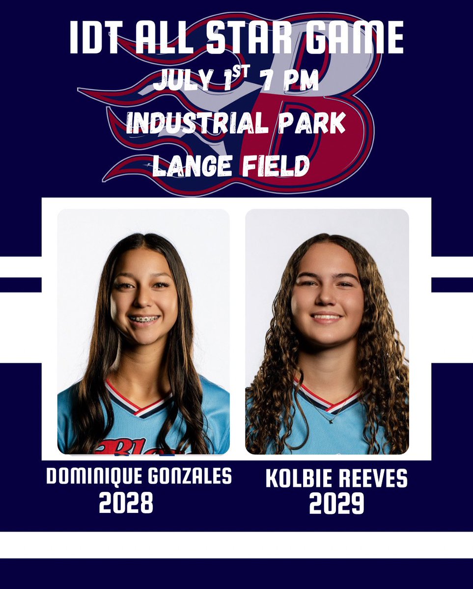 Shoutout to Dominique and Kolbie for being selected to play in this year’s IDT All-Star game on Tuesday, July 1 at 7 PM! Hope to see you at Broomfield Industrial Park Lange Field.