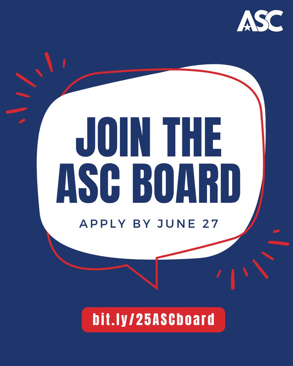 🚨 DEADLINE EXTENDED TO TOMORROW! 🚨

Are you interested in guiding ASC &amp; the state service network, advocating for national service &amp; AmeriCorps, and expanding service &amp; volunteerism? Consider joining our Board of Directors!

For more info or to apply: bit.ly/25ASCboard