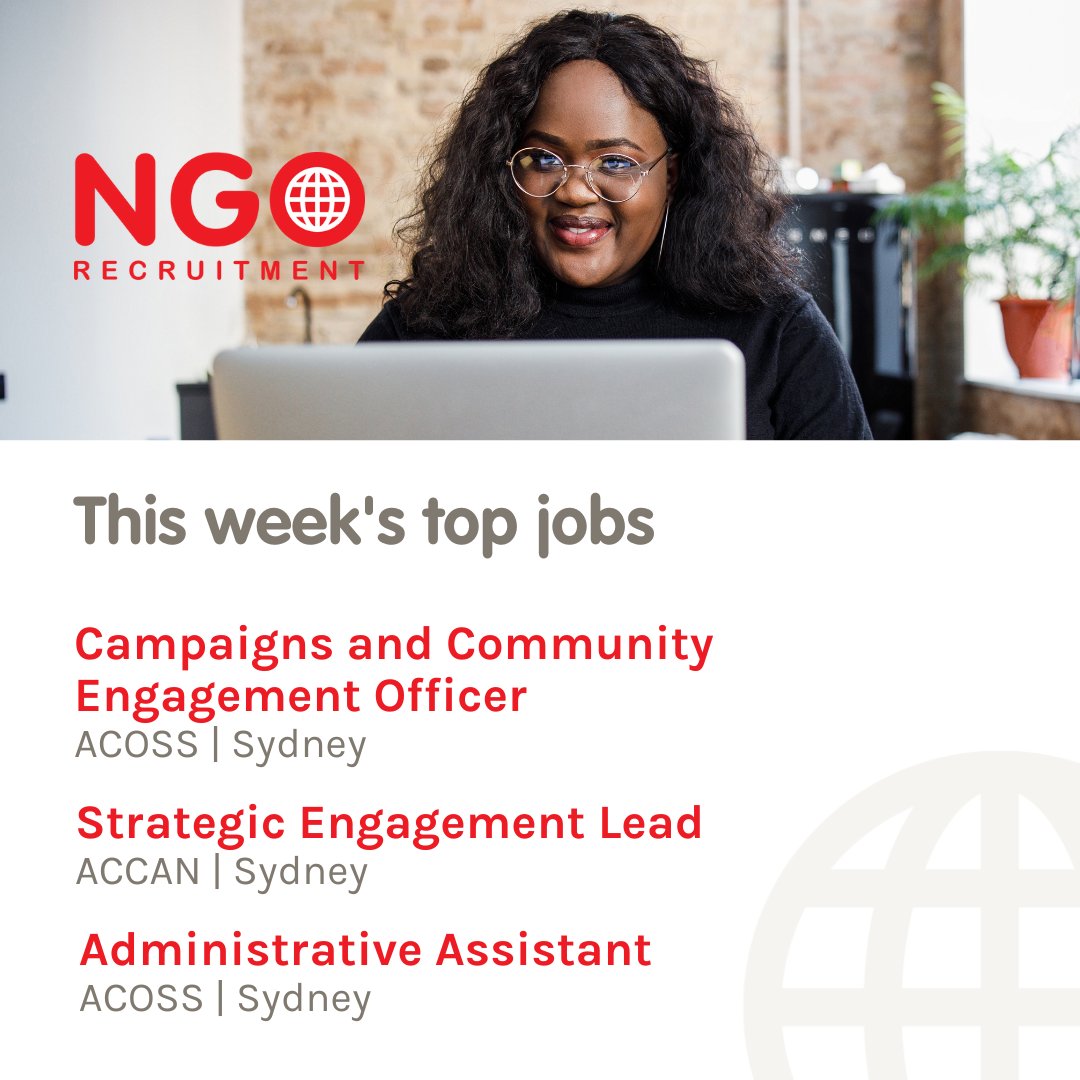 ☀️ Happy Friday and welcome to NGO Recruitment's weekly round-up. We are working on multiple career opportunities across Australia and inviting applications for these roles based in Sydney ▶️ ow.ly/thXC50WgvIH.

#NGORecruitment #NGOCareers #SocialImpact #SydneyJobs