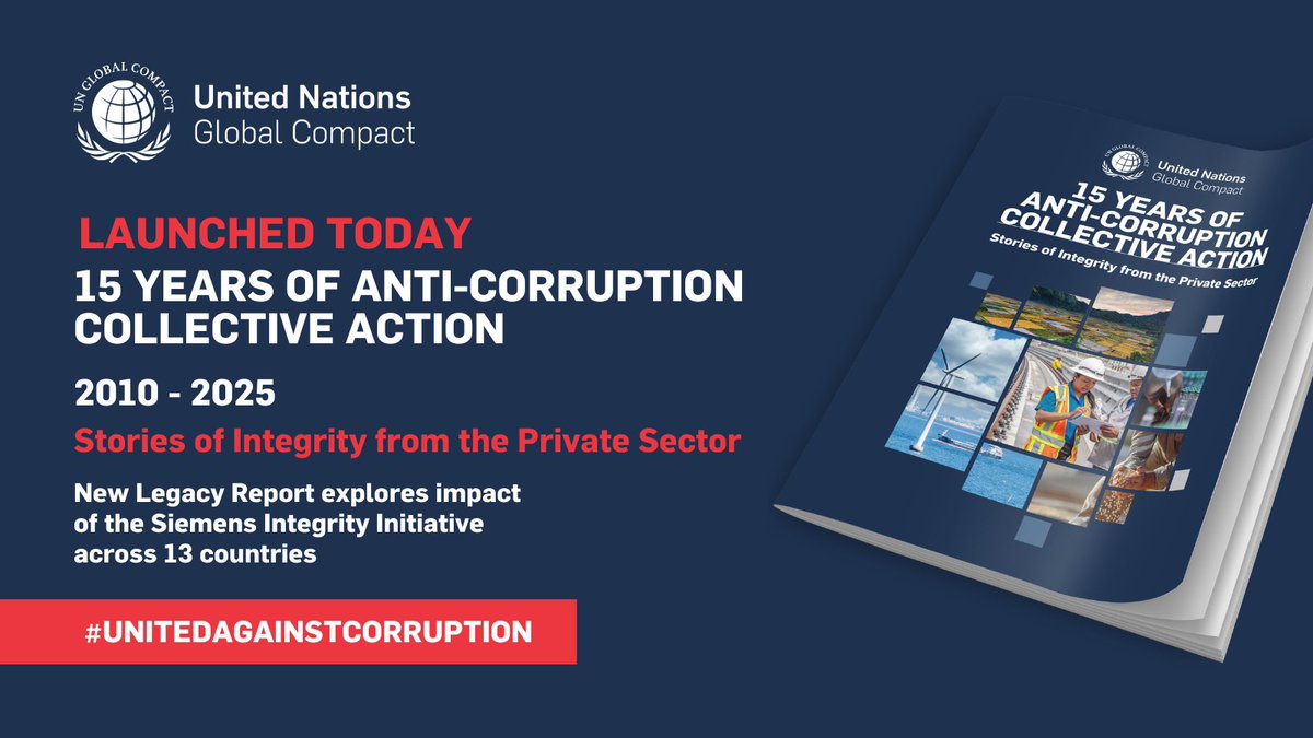 globalcompact's tweet photo. Launched today—15 Years of Collective Action: Stories of Integrity from the Private Sector, which tells the story of Anti-Corruption Collective Action initiative of the UN @globalcompact over the past 15 years.
Download it here: https://t.co/UHi6T6wPv4
#CollectiveAction #ACCA15 https://t.co/hY6NV970sB