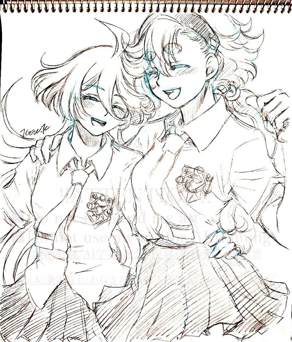 おはよーございます✨朝活終了～！🧹🧺

今日はいい天気ー！☀暑くなりそうだから、熱中症対策＆水分補給、意識していこうね！

#リハビリ絵 は #スレミオ
青春フロンティア
捏造夏服でジャンプ！のスレッタとミオリネ
本日１１時、第２話更新だよ！楽しみー！☺✨️

#水星の魔女
#G_Witch