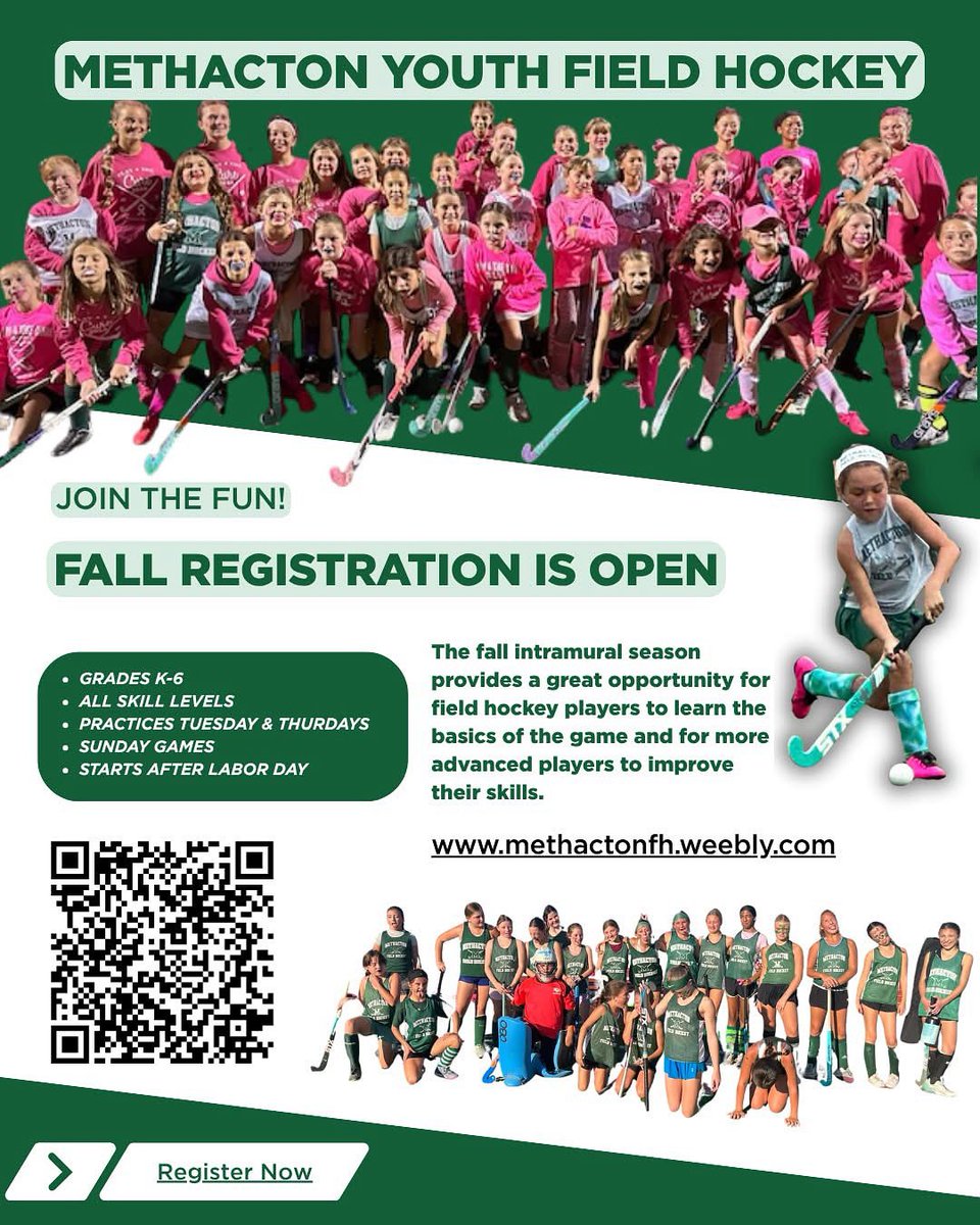 Registration for the fall youth league is OPEN 💚🏑 Head to the Methacton FH weebly website to sign up!!

methactonfh.weebly.com/2025-fall-intr…