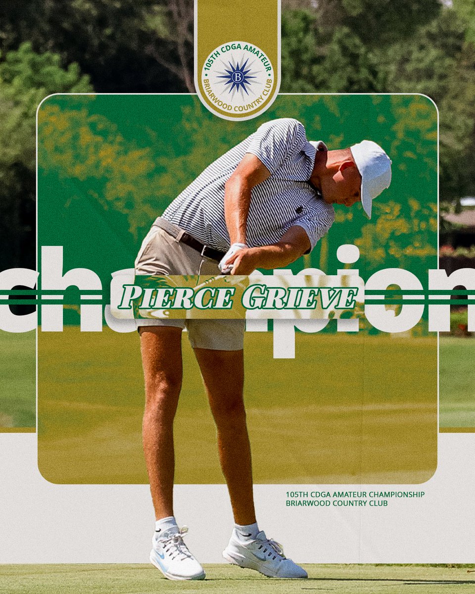 One for the record books! 🏆

Pierce Grieve captured the 105th #CDGAAm Thursday at Briarwood Country Club with a 4-and-3 defeat of Alex Creamean. With the win, Grieve became just the 12th person to win both the CDGA Am and the #ILStateAm and the first since the legendary Joel