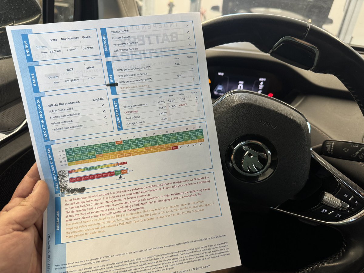 evclinic's tweet image. EV Clinic Battery Certificate
You’re buying an electric vehicle and wondering – how can you reliably assess the condition of the high-voltage battery? We asked ourselves the same question at first. The commonly used SOH (State of Health) is often treated as the main indicator of…