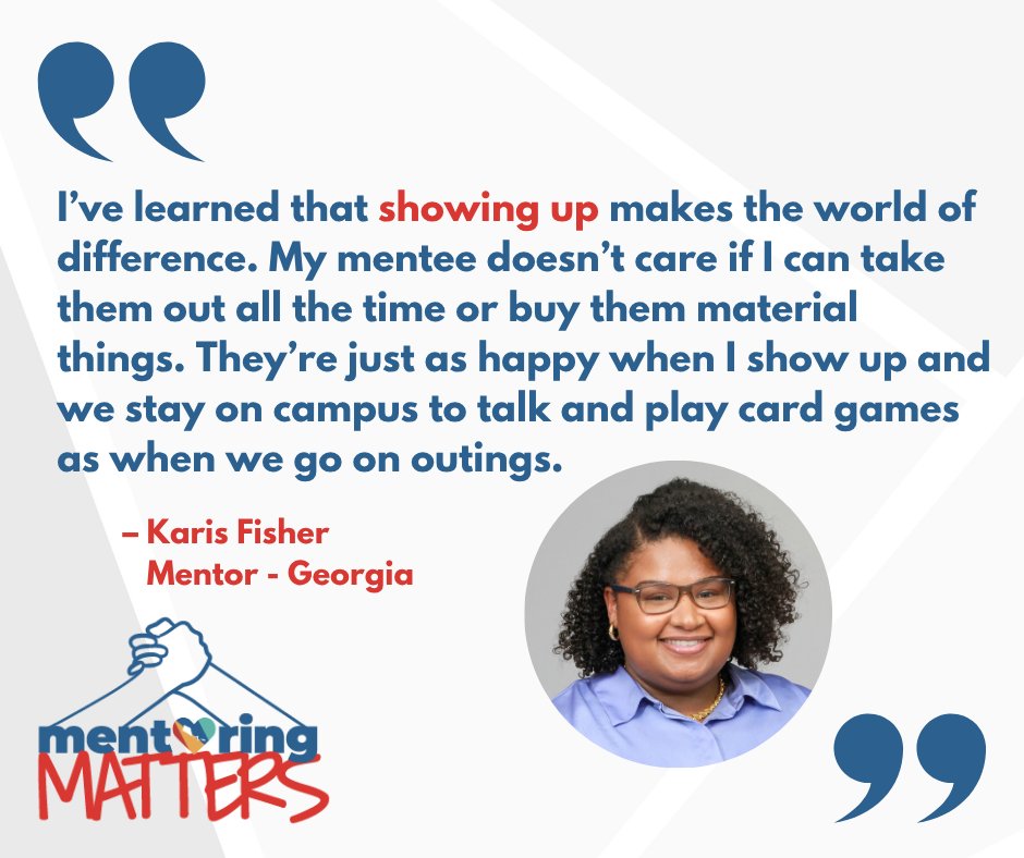 Meet our mentor Karis! Karis has made a significant impact in her short time as a mentor with our program.

Want to make an impact like Karis? Click the link to learn how to become a mentor in Tennessee or Georgia: bit.ly/4klRcBn
