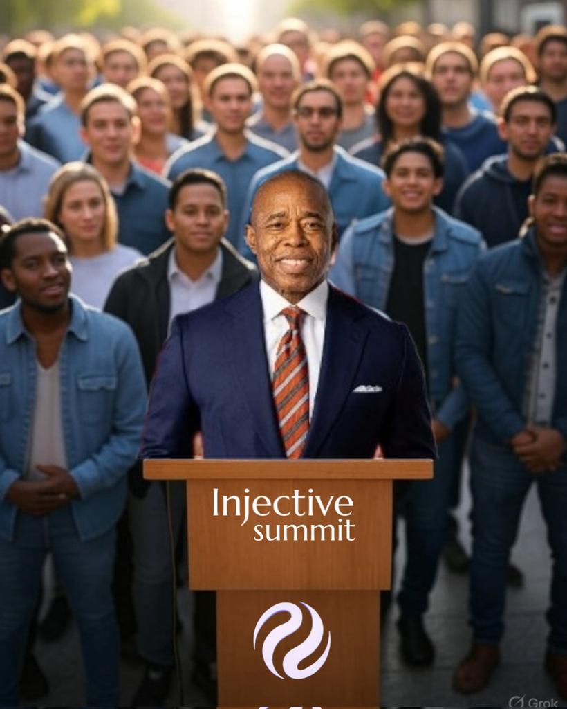 ShulyGC's tweet photo. Mayor of New York, Eric Adams was one of the main spokespersons of #Injectivesummit, where he shared his ideal about cryptocurrencies in NYC and the fusion of injective in the #economy as a #Blockchain of absolute transparency 🤜🤛 https://t.co/M3f0tBuCTg