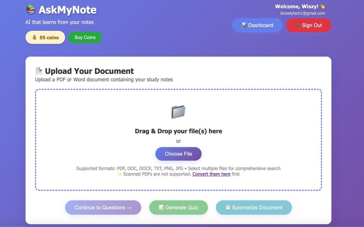 So Guys.. I built this platform to student with context aware answers based on actual note ( PDF).

so with this, you can:

✅ Upload your note (pdf) then ask questions and get answers based on the uploaded document

✅ Generate quiz from the uploaded document for study

✅ Get