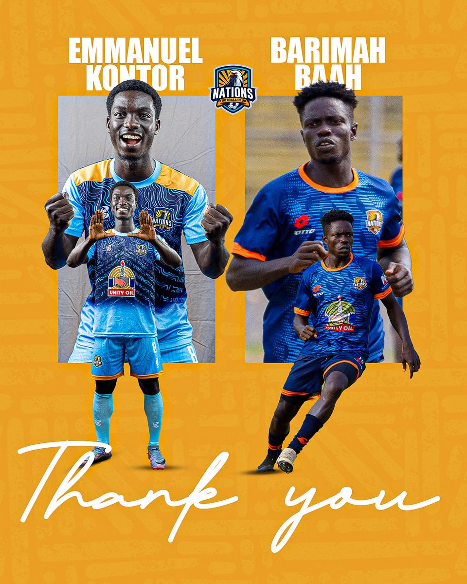 Thanks for all the memories, Barimah Baah and Emmanuel Kontor. We wish you the best of luck in the future.

#WIFW 🔵🟠⚪️🦅 #NFC #NationsFC