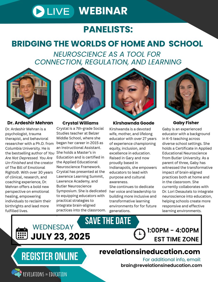I’m so excited and honored to be cohosting this upcoming webinar with the incredible Beth Tyson , alongside a powerful group of educators and mental health professionals.

Registration link: revelationsineducation.com/product/webina…

Early Bird Rate : $65 (extended to July 9th, 2025)