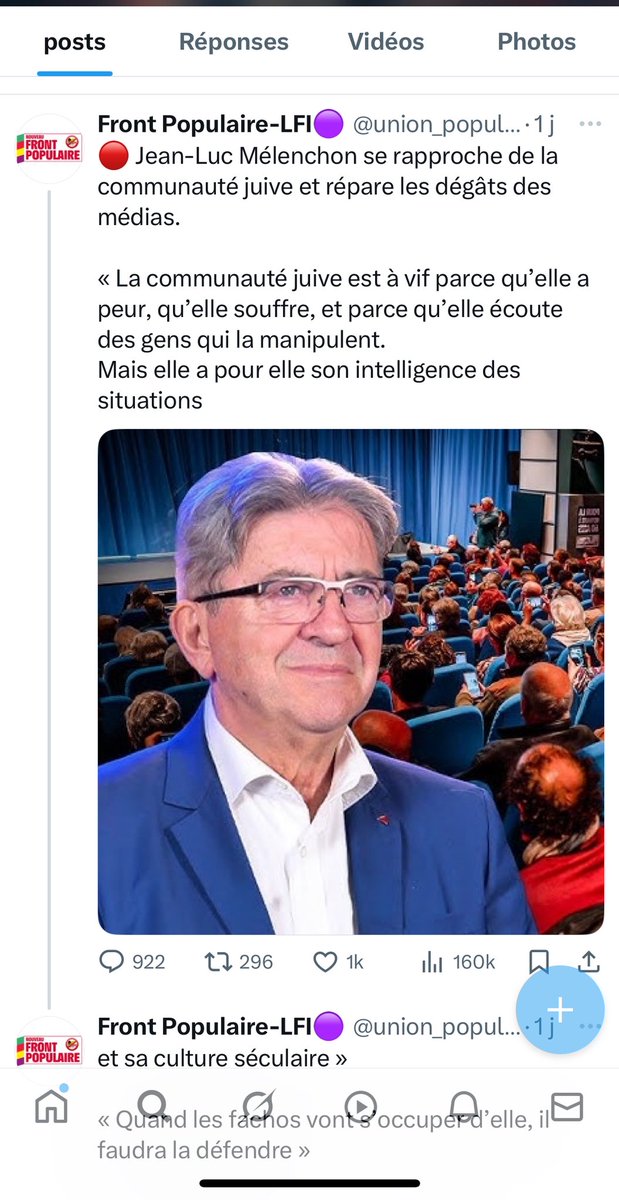Collectif Nous Vivrons #🟦 (@nous_vivrons) on Twitter photo Bonsoir <a href="/JLMelenchon/">Jean-Luc Mélenchon</a>,
On lit que la communauté juive a mal compris, qu’elle est manipulée, que vous êtes un rempart.
Sans prétendre représenter la communauté juive, on vous propose un échange.
Organisons un débat public entre vous et nous, une organisation de lutte contre Bonsoir <a href="/JLMelenchon/">Jean-Luc Mélenchon</a>,
On lit que la communauté juive a mal compris, qu’elle est manipulée, que vous êtes un rempart.
Sans prétendre représenter la communauté juive, on vous propose un échange.
Organisons un débat public entre vous et nous, une organisation de lutte contre