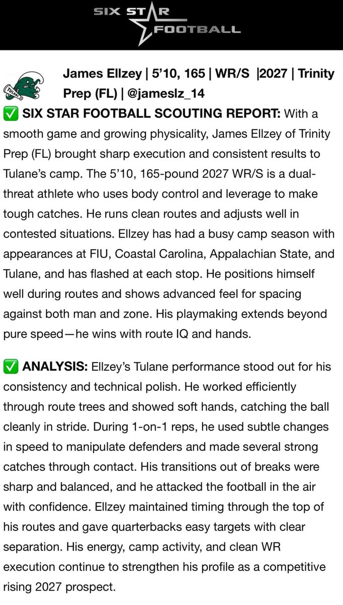 James Ellzey (@jameslz_14) on Twitter photo Thank you <a href="/sixstarfootball/">Six Star Football | PLUS+</a> very much for the write up!! <a href="/Titan8man/">Brian Kells</a> <a href="/bighitslive/">BIGHITSLIVE</a> <a href="/DanLaForestFB/">Dan LaForest π</a> <a href="/kfroebel14/">Kyler Froebel</a> <a href="/BrennanLoricco/">Brennan LoRicco QB #13</a> <a href="/coachtufbpd/">CoachTUFBPD</a> <a href="/Colin__Kenyon/">Colin Kenyon</a> <a href="/CoachParkerCCU/">Bryan Parker</a> <a href="/coachmcthompson/">Mitchell Thompson</a> <a href="/CoachTRichIII/">πππππ² ππ’ππ‘ππ«ππ¬π¨π§ πππ</a> <a href="/CoachStephenO/">Stephen Oglesby</a> <a href="/realmarkdup/">Mark Dupuis</a> Thank you <a href="/sixstarfootball/">Six Star Football | PLUS+</a> very much for the write up!! <a href="/Titan8man/">Brian Kells</a> <a href="/bighitslive/">BIGHITSLIVE</a> <a href="/DanLaForestFB/">Dan LaForest π</a> <a href="/kfroebel14/">Kyler Froebel</a> <a href="/BrennanLoricco/">Brennan LoRicco QB #13</a> <a href="/coachtufbpd/">CoachTUFBPD</a> <a href="/Colin__Kenyon/">Colin Kenyon</a> <a href="/CoachParkerCCU/">Bryan Parker</a> <a href="/coachmcthompson/">Mitchell Thompson</a> <a href="/CoachTRichIII/">πππππ² ππ’ππ‘ππ«ππ¬π¨π§ πππ</a> <a href="/CoachStephenO/">Stephen Oglesby</a> <a href="/realmarkdup/">Mark Dupuis</a>