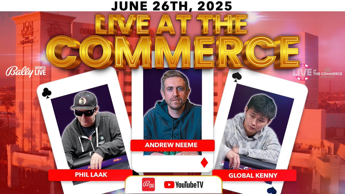 BallyPokerLive's tweet image. Back at it today at 1:30 pm pt! @CommerceCasino
@andrewneeme
@PhilLaak
@globalkennyp
🎥 youtube.com/live/pSkkx2NOL…
Streaming LIVE on @ballylivepoker youtube and @ballylivenow @Stadium !
Gambling Problem? Call
1-800-GAMBLER or visit
problemgambling.ca.gov