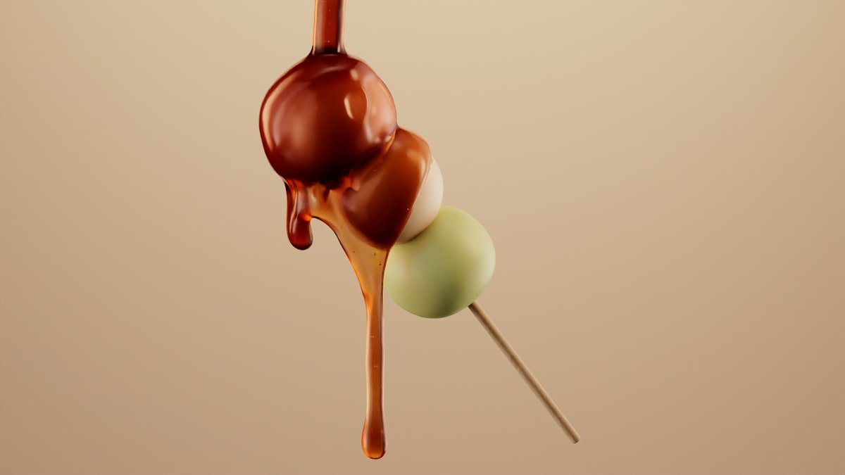 Who is hungry for some dango? 🍡 

#C4D #Cinema4D #motiondesign #FluidDynamics #liquidsimulation <a href="/MaxonVFX/">Maxon</a>