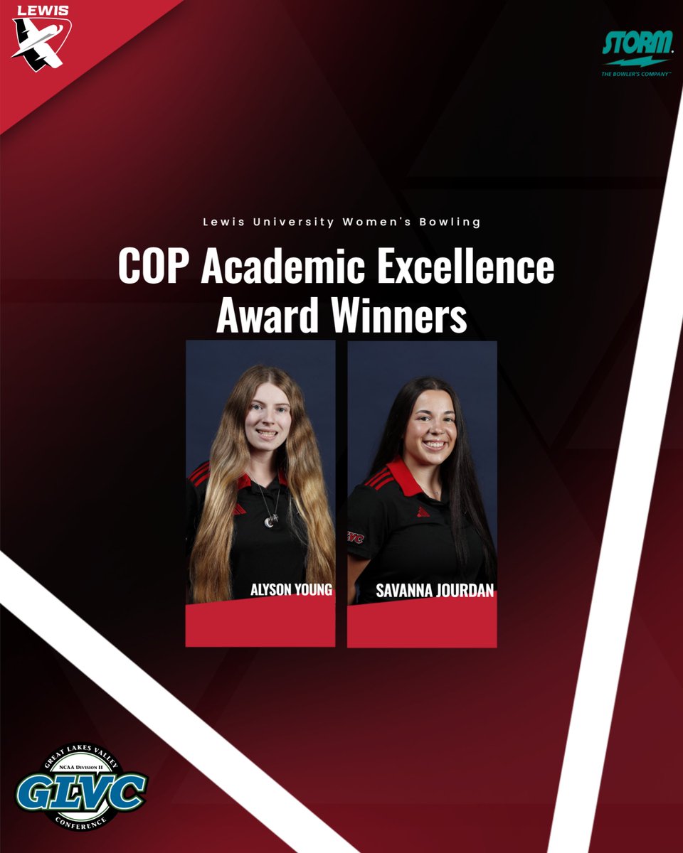 Alyson Young and Savanna Jourdan were among 53 Lewis student-athletes who earned the COP award from the GLVC for having a cumulative GPA over 3.5 lewisflyers.com/news/2025/6/26…
