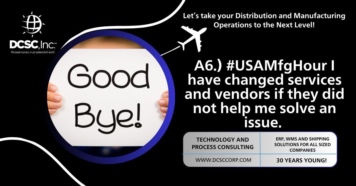 🤬 A6.) #USAMfgHour My primary grievance with any company is when people pass the buck. If I feel like that’s happening, I will spend my money elsewhere. I wrote a blog on this. If you lead a business and foster an environment where people pass the buck, you’re essentially