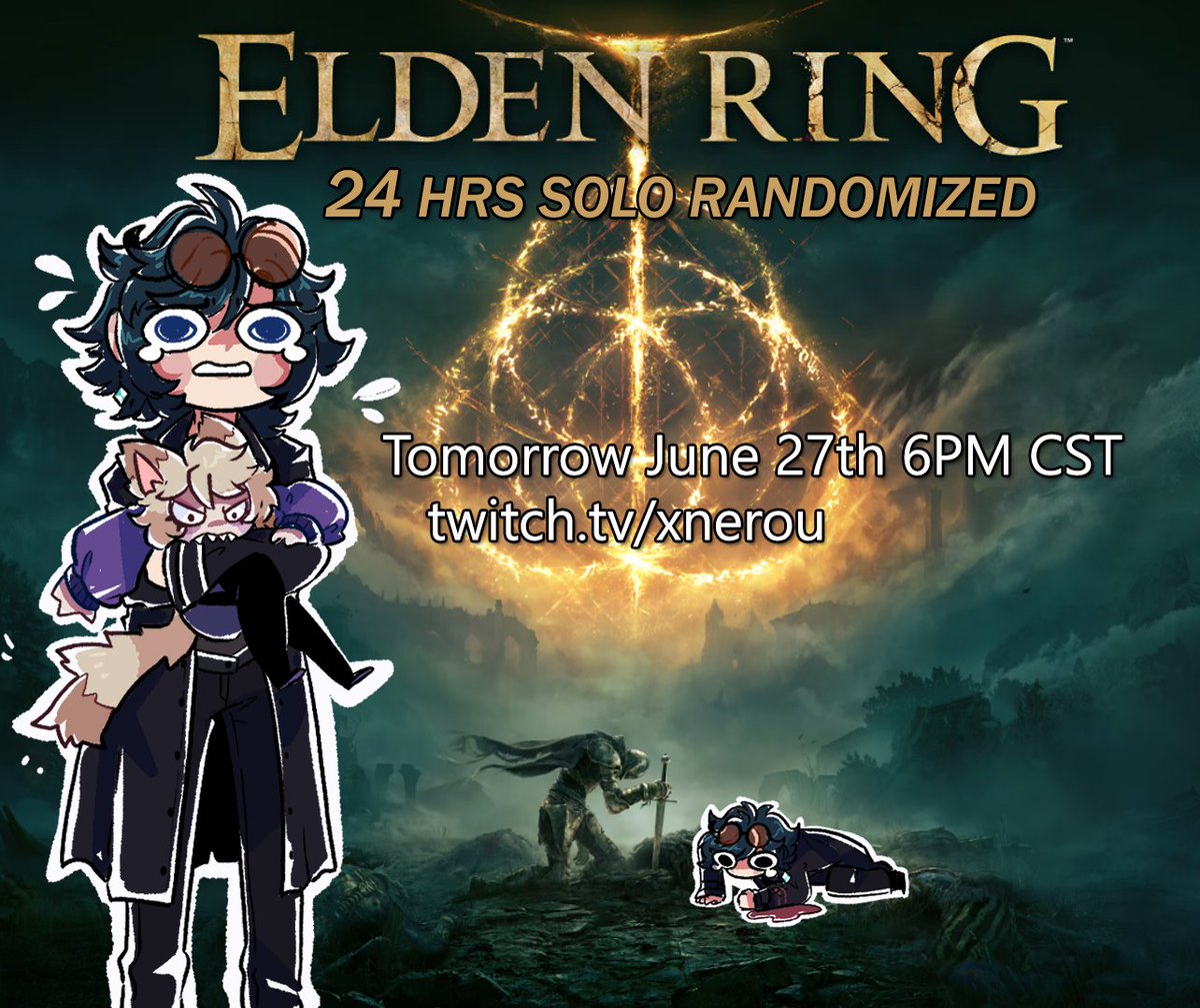🔵Paying up my Crowthon Goals!!!🔵

 Join me tomorrow for 24hrs of Elden Ring.  Ive never done a stream this long so come watch me suffer.

twitch.tv/xnerou
#ELDENRING #ELDENRINGNIGHTREIN #Vtuber