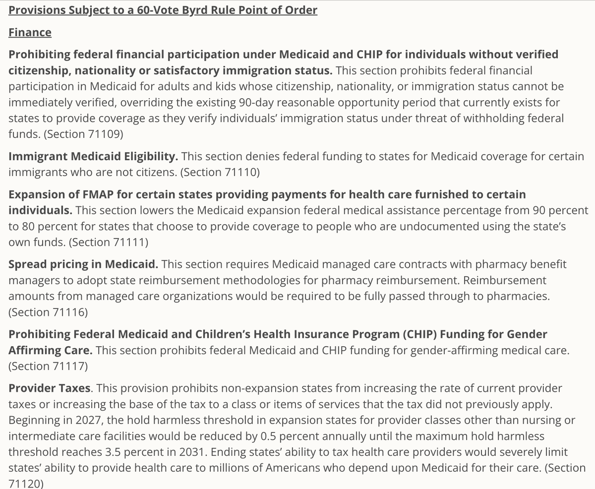 BREAKING: The Senate Parliamentarian has removed the ban on gender-affirming care through CHIP and Medicaid patients from Trump's Big Ugly Bill.

Republicans would need 60 votes to add it back in.