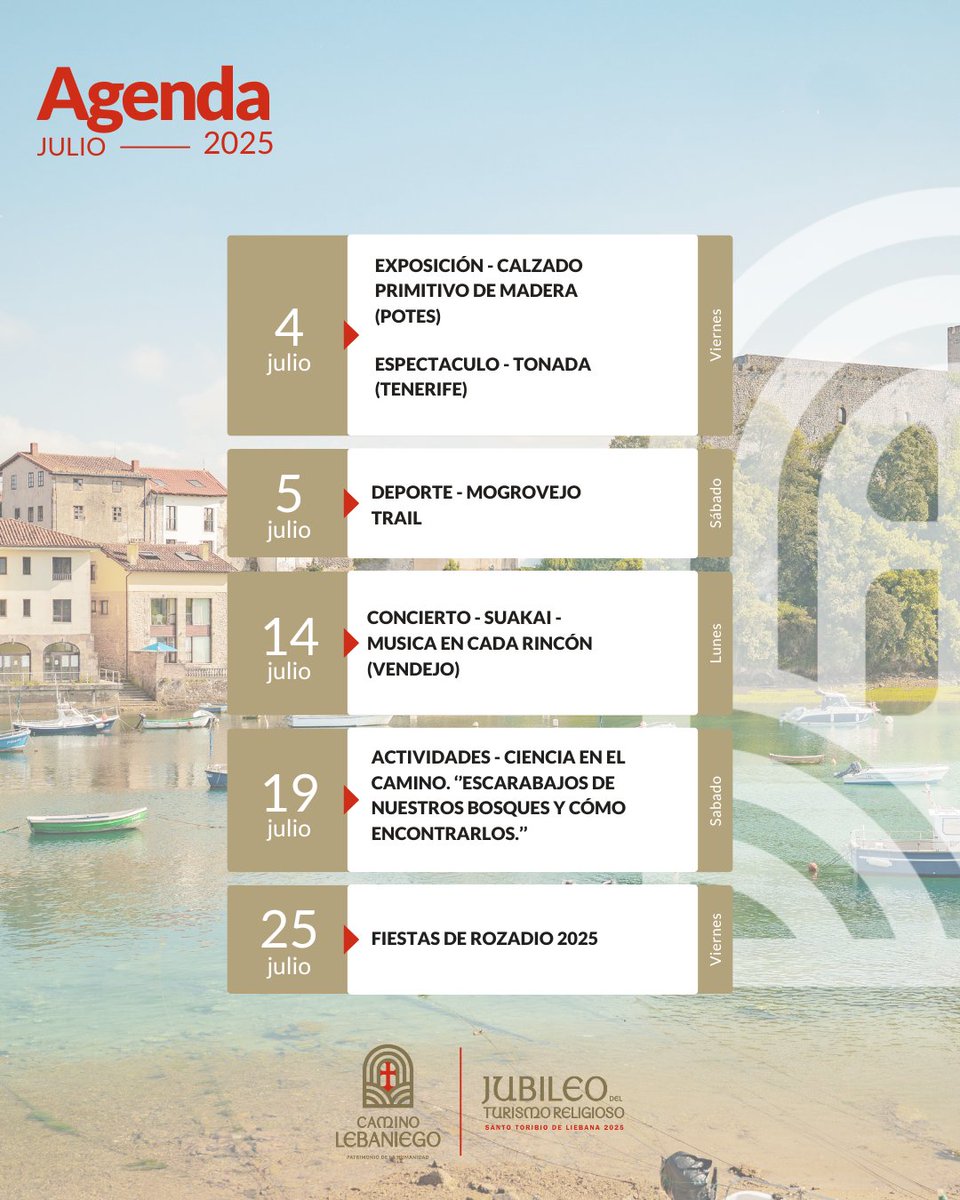 🎉 Este julio en el Camino Lebaniego: exposiciones, teatro en Tenerife, trail en Mogrovejo, música en Vendejo y más.
🎉 This July: exhibitions, theatre, trail, music &amp; more along the Camino.
#CaminoLebaniego #AgendaJulio #CulturaRural