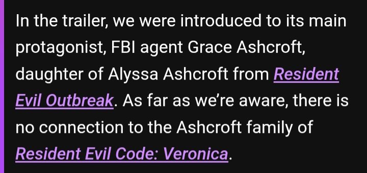 JonathanJudson1's tweet photo. @RichLeeBreslin please tell me I'm not the only one to correct you on this, claiming to be "obsessed with everything resident evil" but making this mistake on two separate articles, Ashcroft is RE: Outbreak/Requiem, Ashford is Code Veronica https://t.co/7gXJ0gkb5d