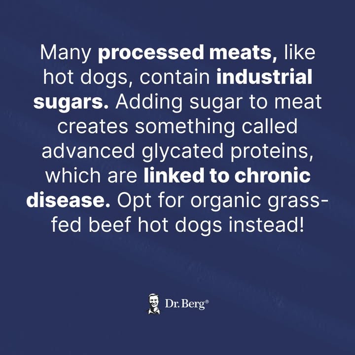 Most hot dogs contain industrial sugars, like corn syrup, that will spike your blood sugar.

Download my FREE resource on healthier alternatives to ultra-processed foods &amp; take control of your health by swapping ultra-processed foods with wholesome options drbrg.co/3FZEXvl