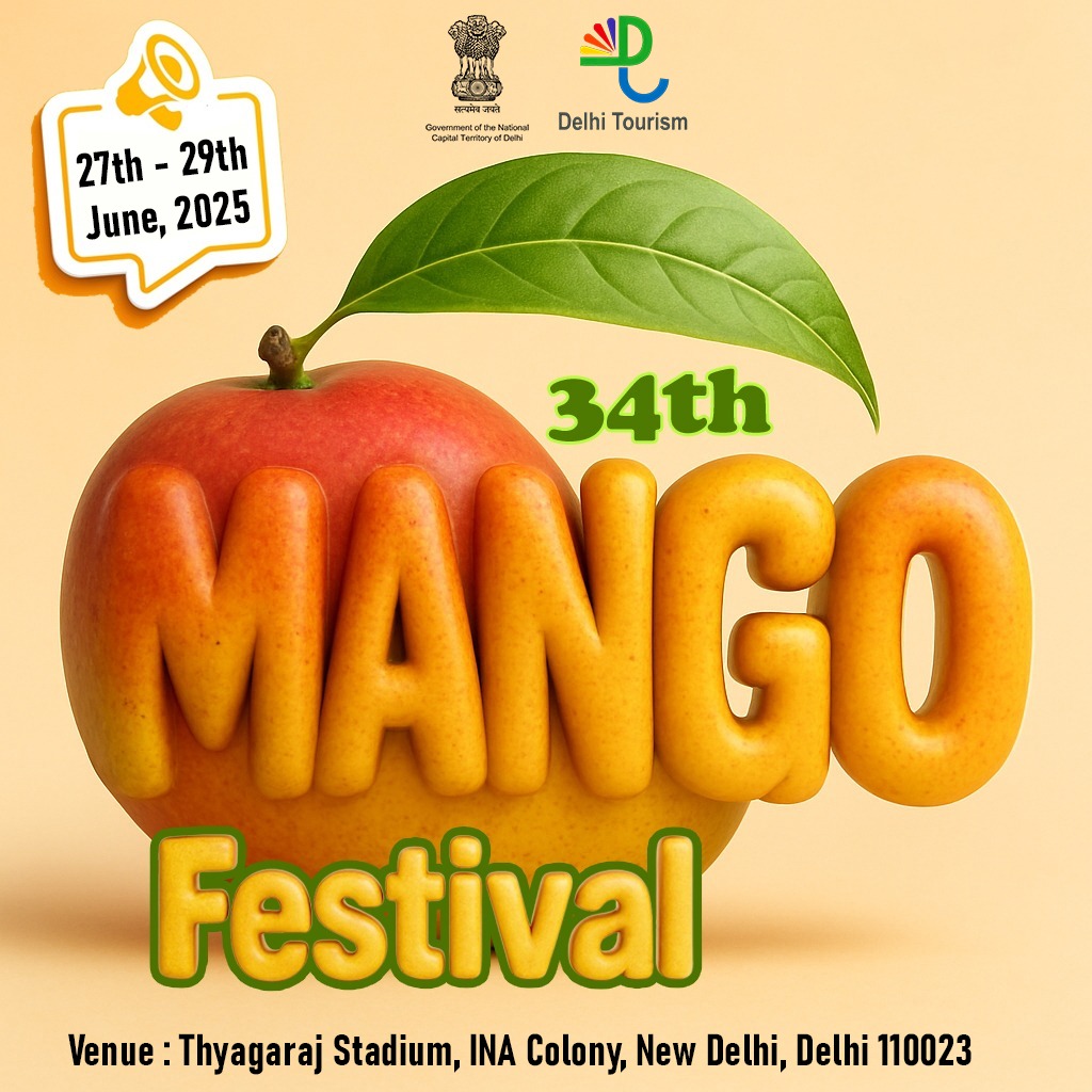 🥭✨Delhi Tourism presents 34th Mango Festival!
📍 Thyagaraj Stadium|
 27–29 June |🕚 11AM–9PM
🎯 Calling Influencers &amp; Bloggers!
Showcase Delhi’s juiciest fest &amp; win exclusive goodies! 🎁🎉
📩 dttdcprdivision@gmail.com | 
📲 9213823002
#MangoFestival2025 #DelhiTourism #Delhigov