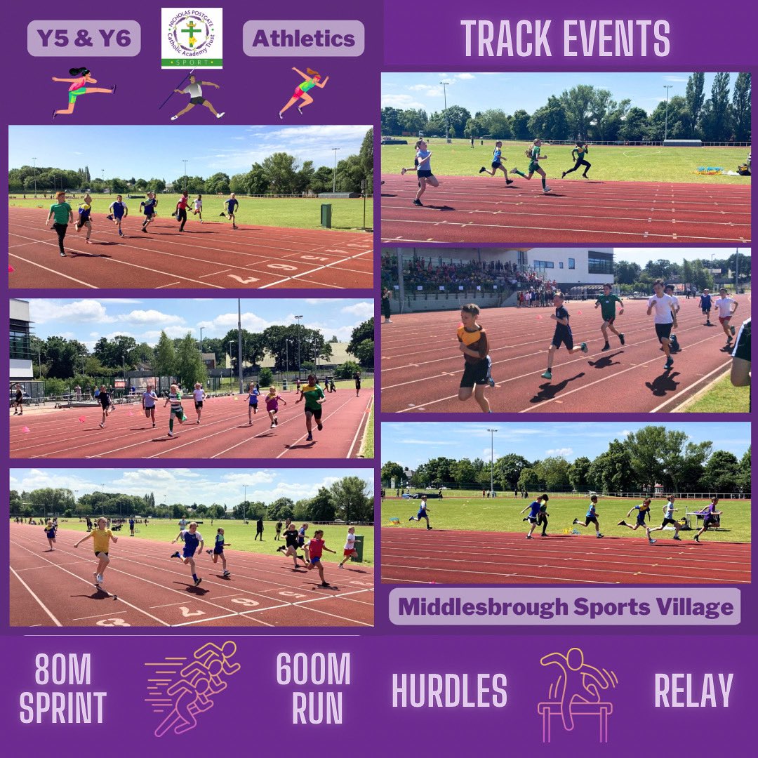 🎽💟 Y5 &amp; Y6 ATHLETICS 💟🎽

In our final competition this academic year, Y5 &amp; Y6 athletes will compete in the following track events at Middlesbrough Sports Village:

• 60m Hurdles
• 80m Sprint
• 600m Run
• 5 x 80m Relay