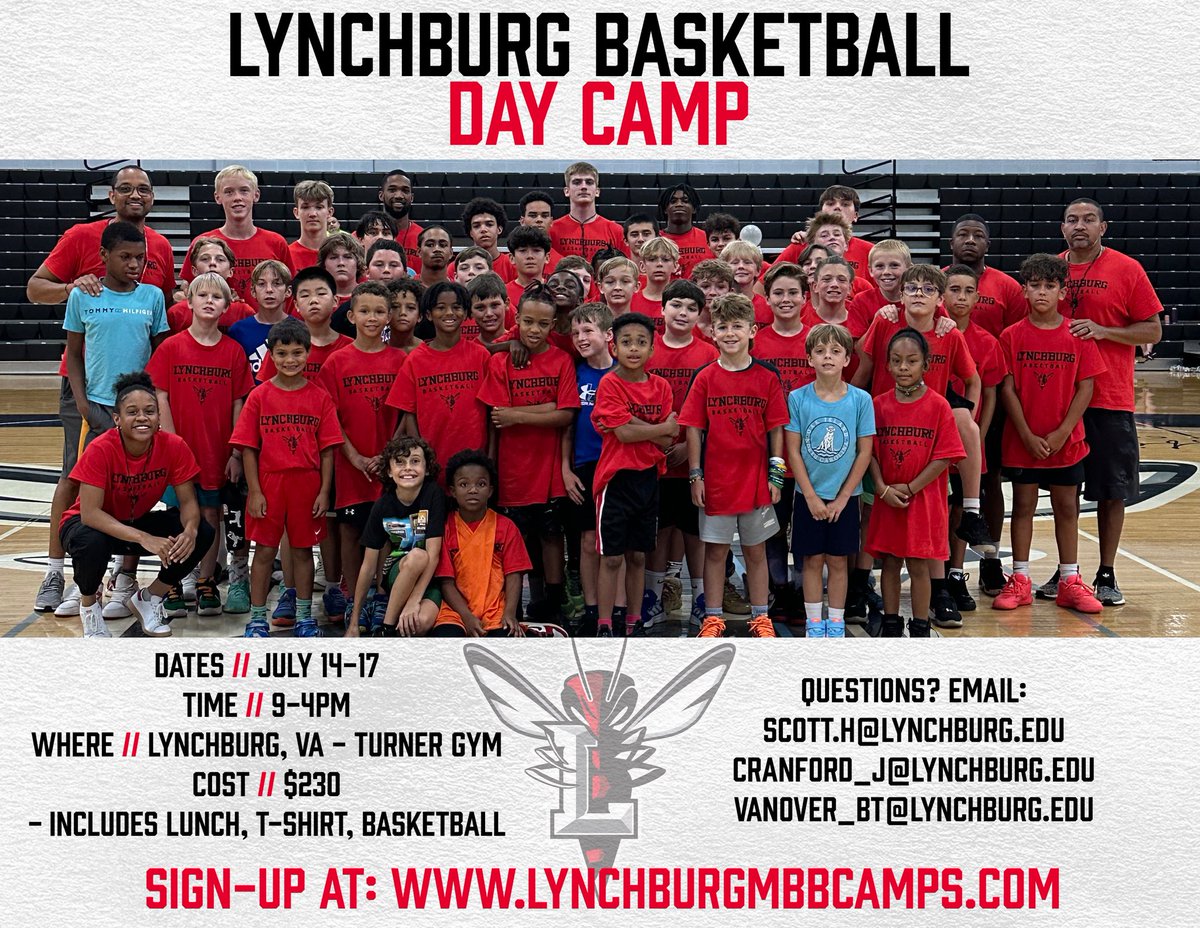 🚨DAY CAMP IS ONLY 18 DAYS AWAY🚨

There is still time to sign up! Still have spots available for our day camp coming up on July 14-17. Register now using the link below ⬇️ 
lynchburgmbbcamps.com

#WonNation