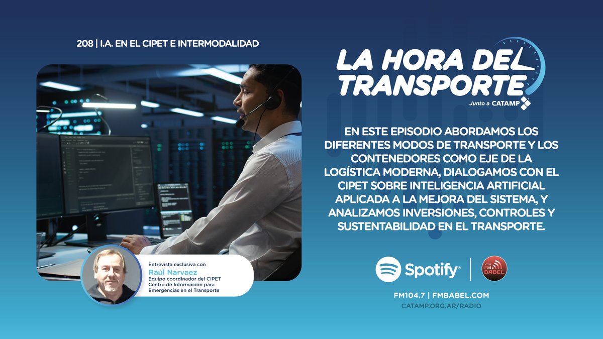 #HOY 17hs #viernesde La Hora del Transporte en su 5ta temporada por <a href="/fmbabel/">FM Babel 107.5</a> 104.7

Escuchalo acá fmbabel.com
Te espero!

Seguínos también en
Spotify spoti.fi/3C5x43h
YouTube bit.ly/44ZTG1J

#lahoradeltransporte
<a href="/FADEEAC/">FADEEAC</a>