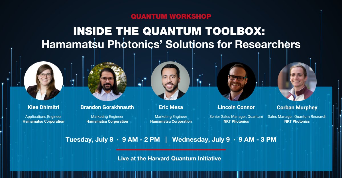 Seats are filling up for our upcoming #QuantumWorkshop at the Harvard Quantum Initiative! Join us for this unique in-person event to get insights about the technologies that enable breakthroughs in quantum. Register today ⤵️ ow.ly/C8v050WgcwF 
 #HamamatsuAtHarvard