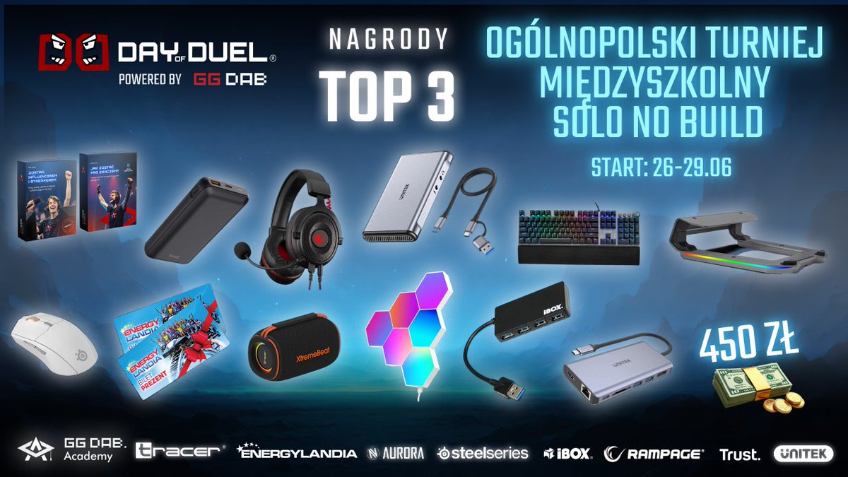 💥 TOP 4? I tak zgarniasz konkretny drop!
 W naszym turnieju każde miejsce w ścisłej czołówce to powód do dumy i... solidny pakiet nagród! Zobacz, co czeka na gracza, który zakończy rywalizację na 4. miejscu 🎯🎮

TOP 4 zgarnia:
👉🏻 Myszka Rampage BLINK – różowa
👉🏻 Kurs Premium