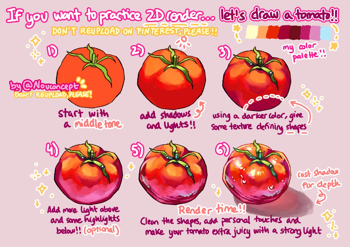 how to draw step by step 🍓🍅 strawberry and tomato! ✨🎨