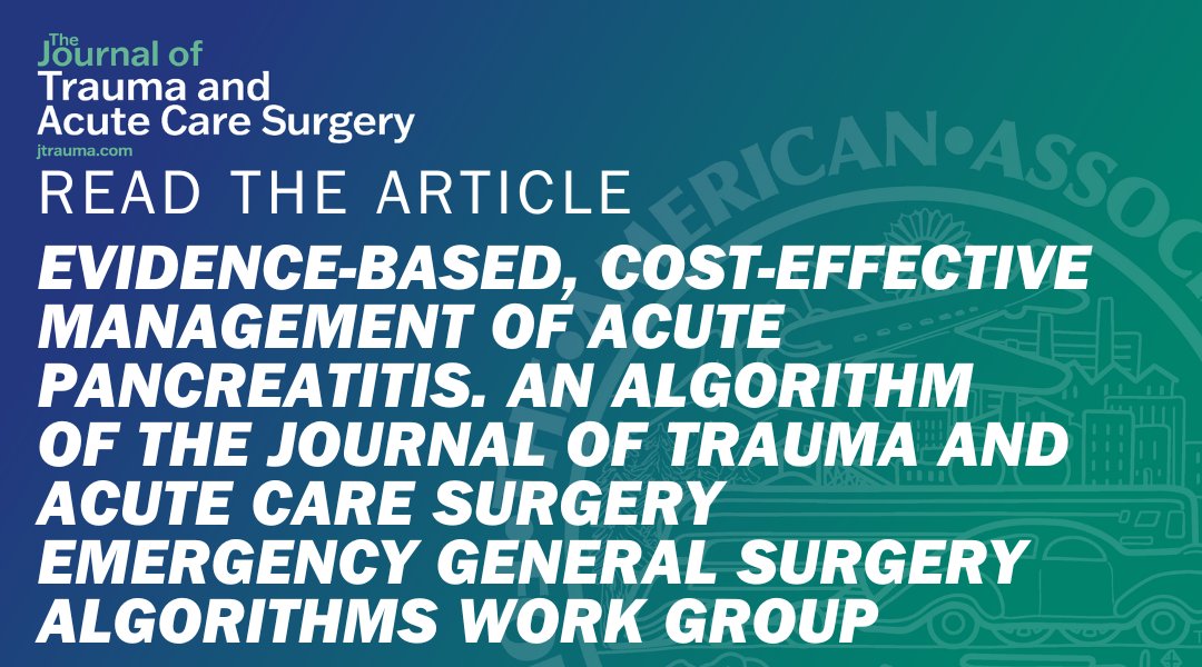 This manuscript reviews the Evidence-Based, Cost-Effective Management of Acute Pancreatitis authored by the JTACS Surgery EGS Algorithms Work Group. It includes Algorithms for optimal care of Acute Pancreatitis and Necrotizing or Infected Pancreatitis.

journals.lww.com/jtrauma/citati…
