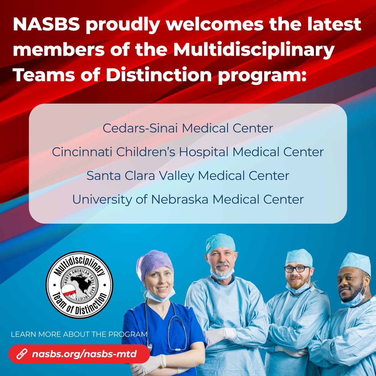 NASBSorg's tweet image. We're excited to welcome 4 new teams to our Multidisciplinary Team of Distinction Program! #NASBS #teamwork #collaboration
🔗nasbs.org/nasbs-mtd