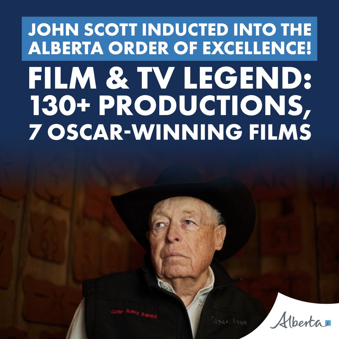 🎬 Congratulations to Alberta’s own John Scott on his induction into the Alberta Order of Excellence — the province’s highest civilian award!
 
John's extraordinary contributions as a legendary stunt coordinator, animal wrangler and founder of John Scott Productions, has helped