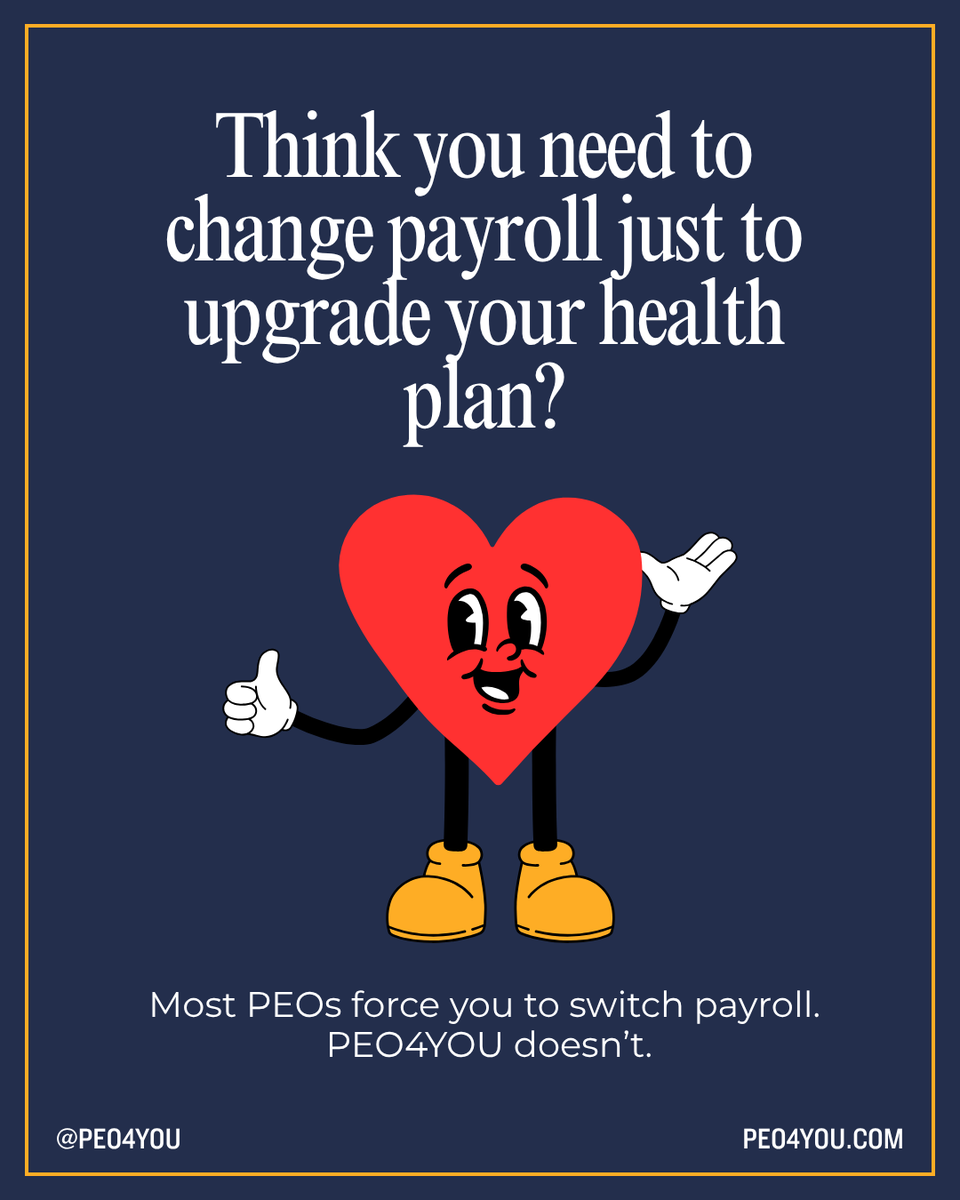 PEO4YOU's tweet photo. 💼 Tired of being told you have to switch payroll to get real coverage?
Most traditional PEOs make it complicated.
But PEO4YOU makes it simple.
You get full access to the Blue Cross PPO network — without touching your payroll, switching systems, or disrupting HR. https://t.co/tLcRqfxzNd
