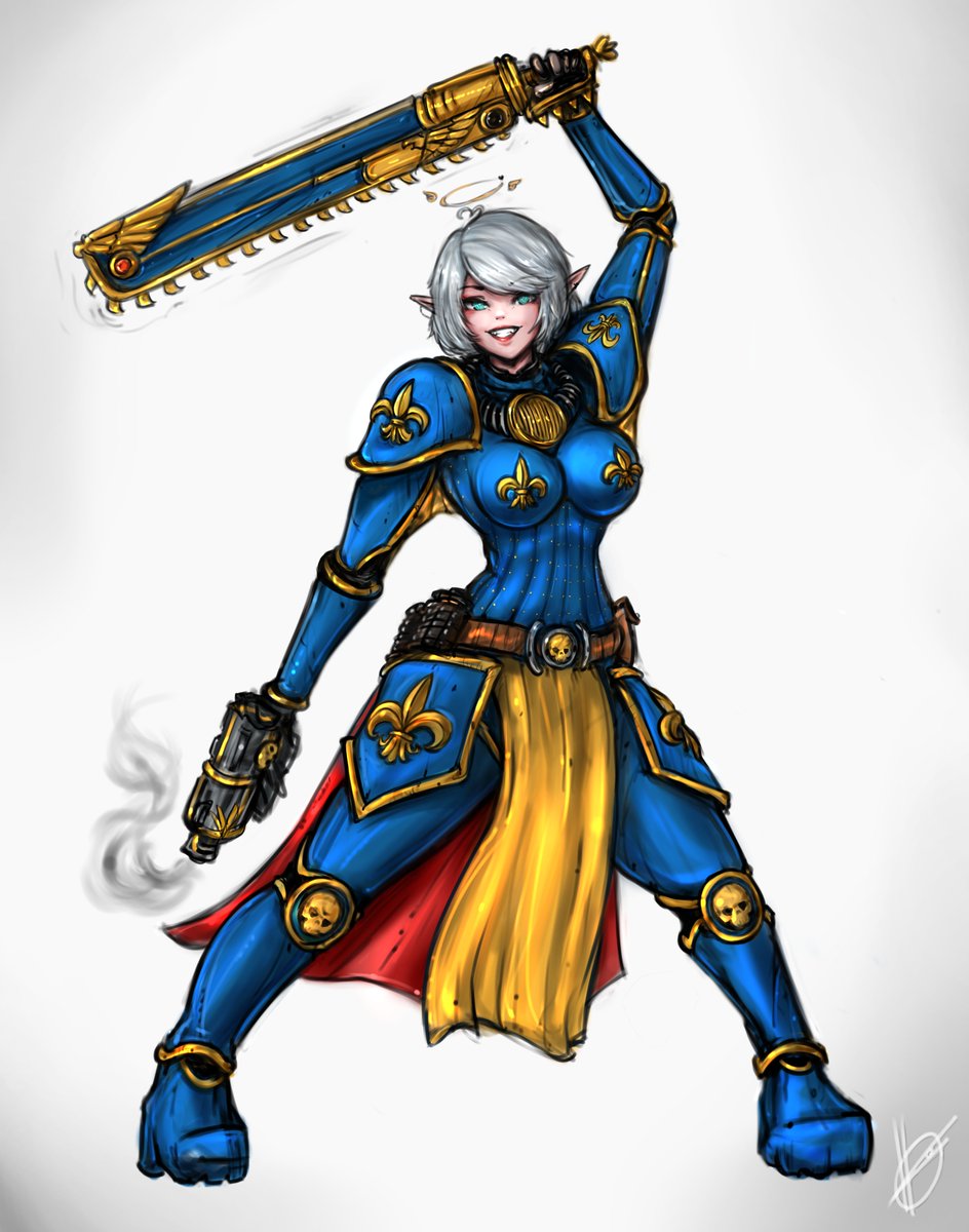 Toledoss_'s tweet image. Doodle, feat. @BObscurity in her 40k outfit.