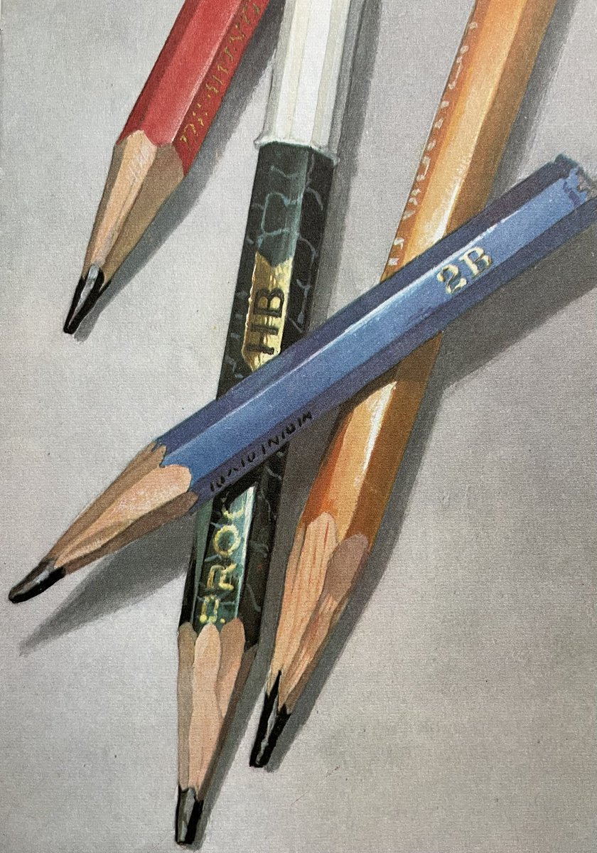 Beautiful everyday Ladybird things. 
Knife-sharpened pencils

Artist: Harry Wingfield, Second Picture Book, 1970
(And yes, it is a painting)