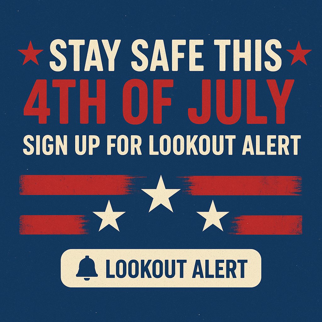 jeffcom911co's tweet image. Before you head out to enjoy the 🎇 fireworks, 🍔 BBQs, and 🎶 parades—take a moment to sign up for Lookout Alert, powered by Smart911.
Get critical alerts for:
🔥 Wildfires & evacuation orders
🌩️ Severe weather & flash floods
Sign up now at LookoutAlert.co
