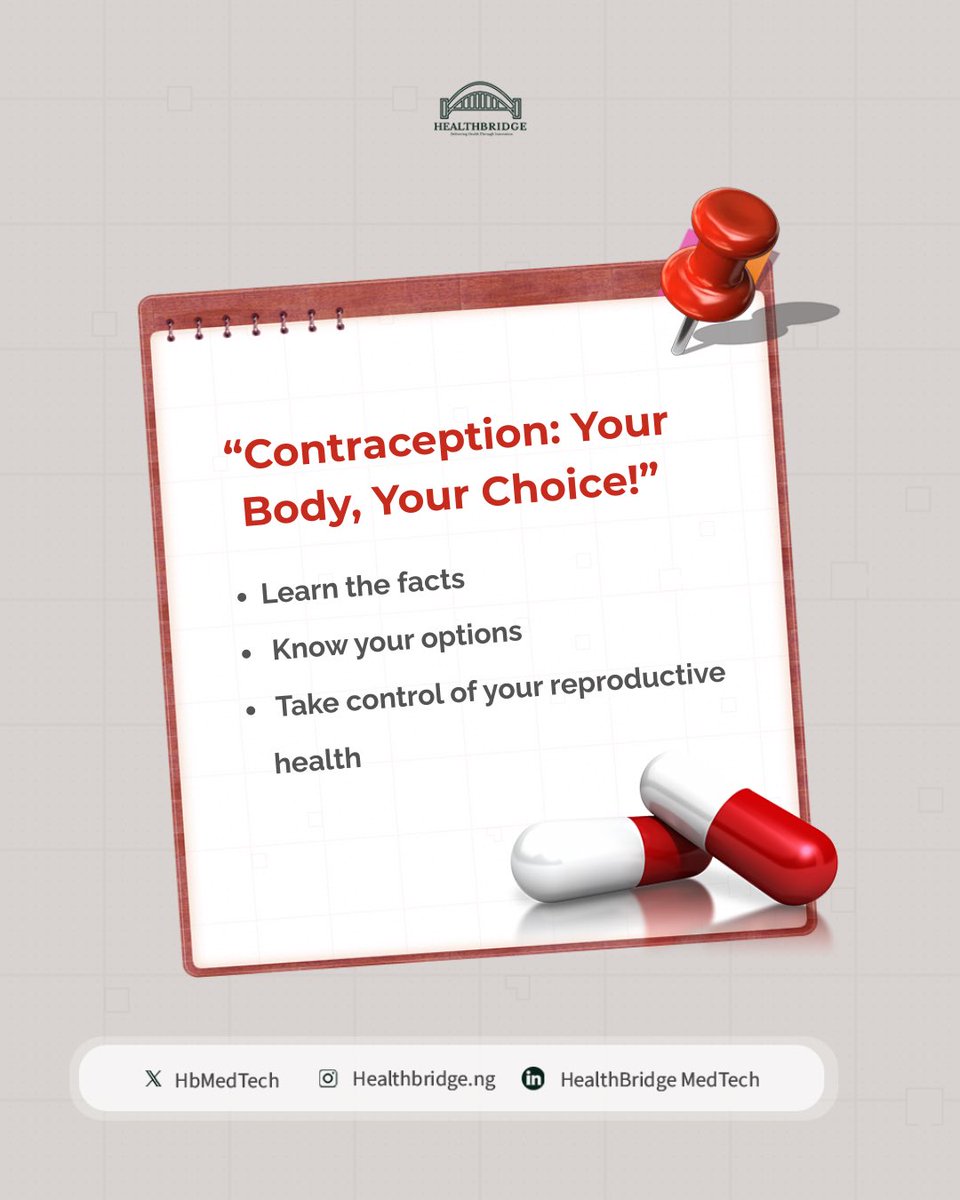 HbMedTech's tweet photo. Being in control of your sexual health starts with learning basic aspects of it.
We continue our educational series with the first things you need to know on contraception.

#DigitalHealth #HealthcareInNigeria #BreakingBarriers #CareFlo #HealthBridge https://t.co/JAGGZdcIKj