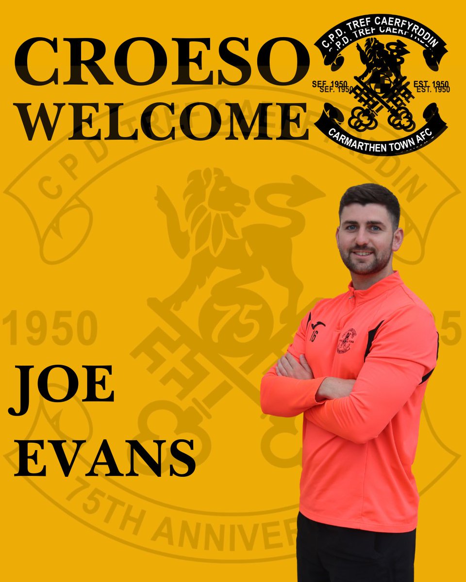 Carmarthen Town AFC are pleased to announce that Joe Evans has agreed to join the club. 

Joe played for Pontypridd last season and has previously played for Cardiff Met in the Cymru Premier with a total of 162 appearances and 7 goals 

Croeso Joe!