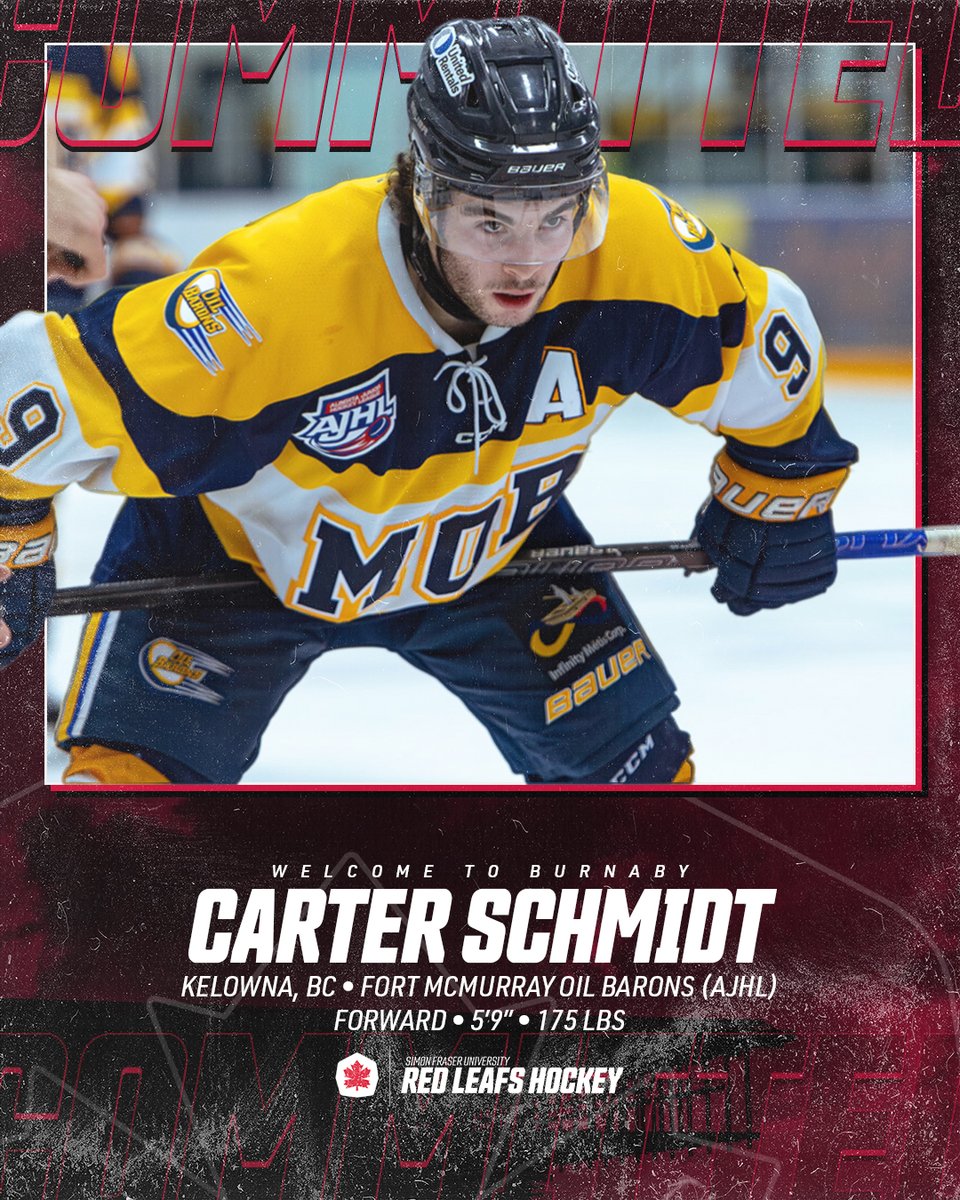 COMMITTED | The SFU Red Leafs are proud to announce Carter Schmidt as the first recruit to the 2025.26 roster.

DETAILS | tinyurl.com/4ehscjss 

#RiseInRed